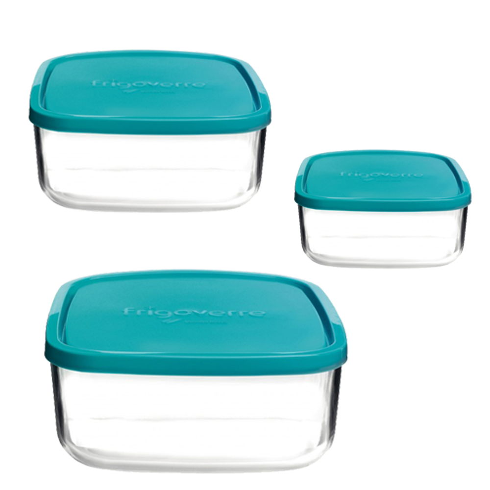 Bormioli Rocco FRIGOVERRE Контейнеры квадратные набор 3 шт. 22х22 см, 19х19 см, 15х15 см | Bormioli Rocco