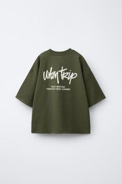 ZARА ФУТБОЛКА С ДЕКОРАТИВНЫМИ ШВАМИ, ХАКИ