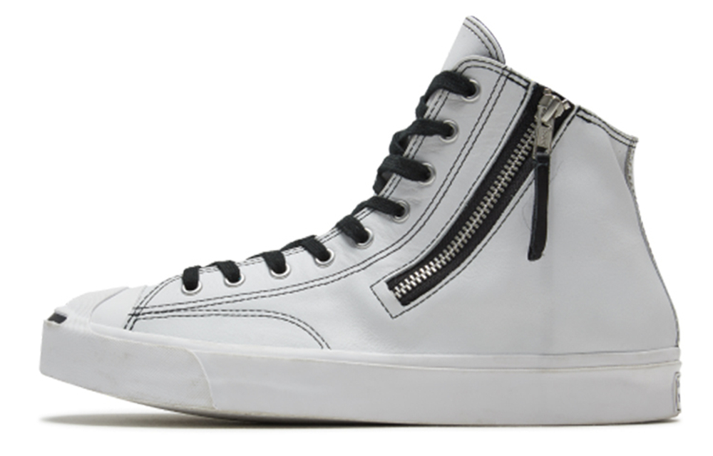 Converse Jack Purcell non-slip wear-resistant high-top canvas shoes for men and women the same white