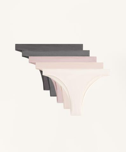 OYSHO Набор из пяти трусиков-бразильских из смесовой хлопковой ткани, телесно-розовый