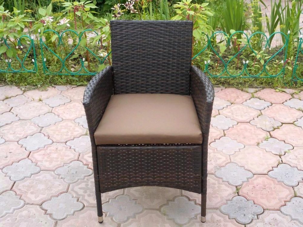 Комплект кресел плетеных из полиротанга Вирджиния (Анкор) с подушкой 5 мм — Шоколад