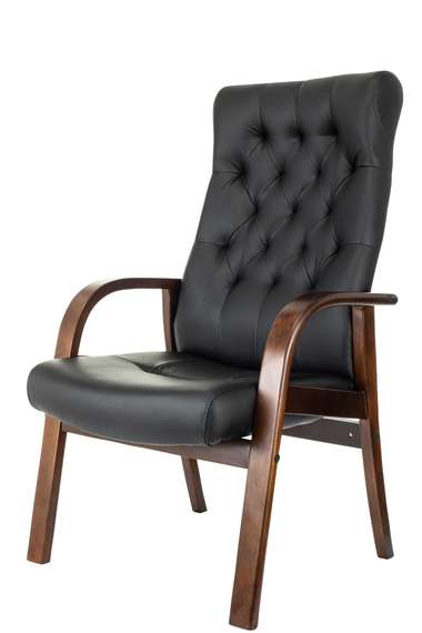 Кресло Бюрократ T-9928WALNUT-CF черный кожа на ножках дерево