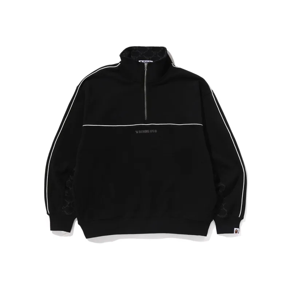 A Bathing Ape College Monogram Logo Half Zip Relax Fit Crewneck Свитшот