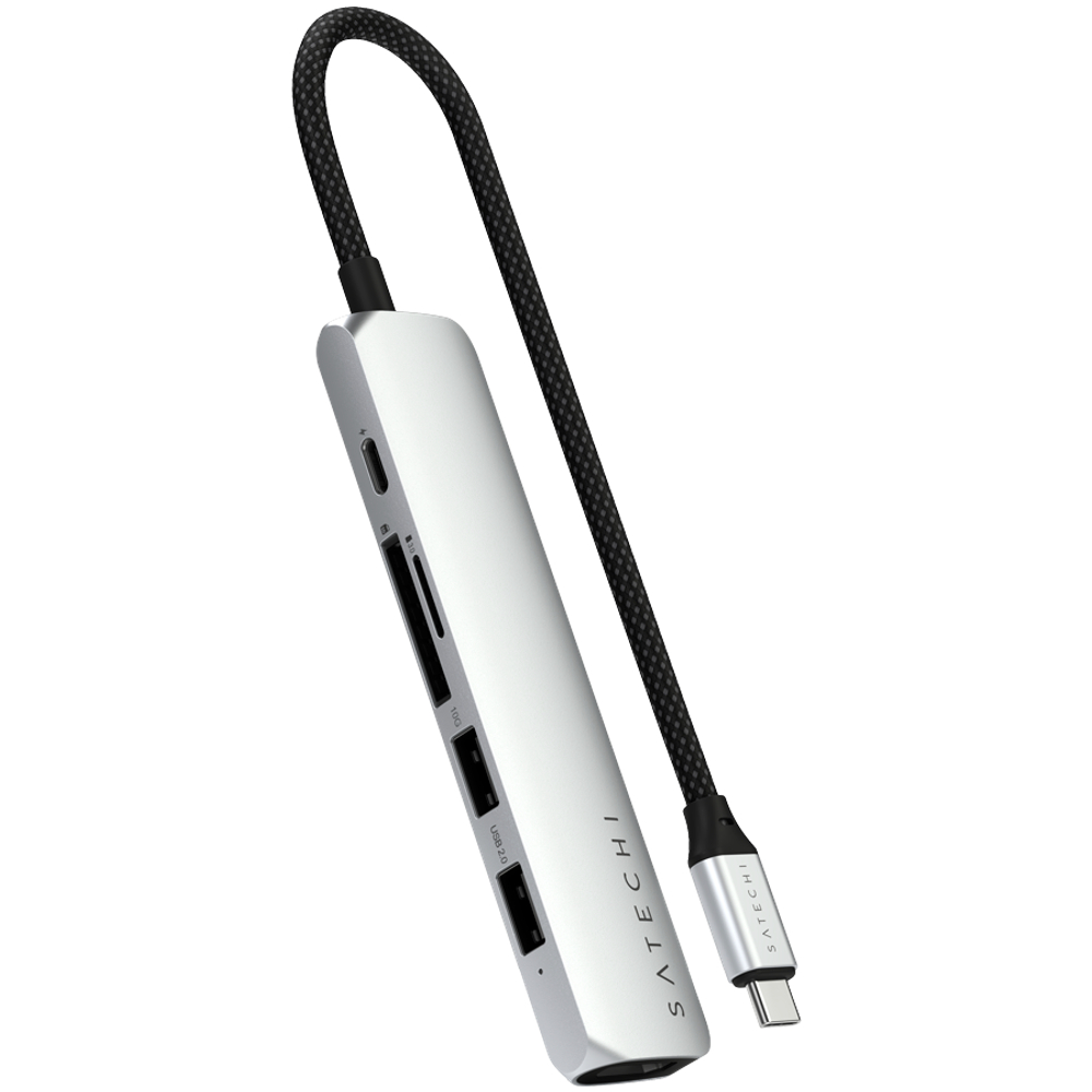 SATECHI 6-in-1 USB-C Slim Multiport Adapter (Silver)