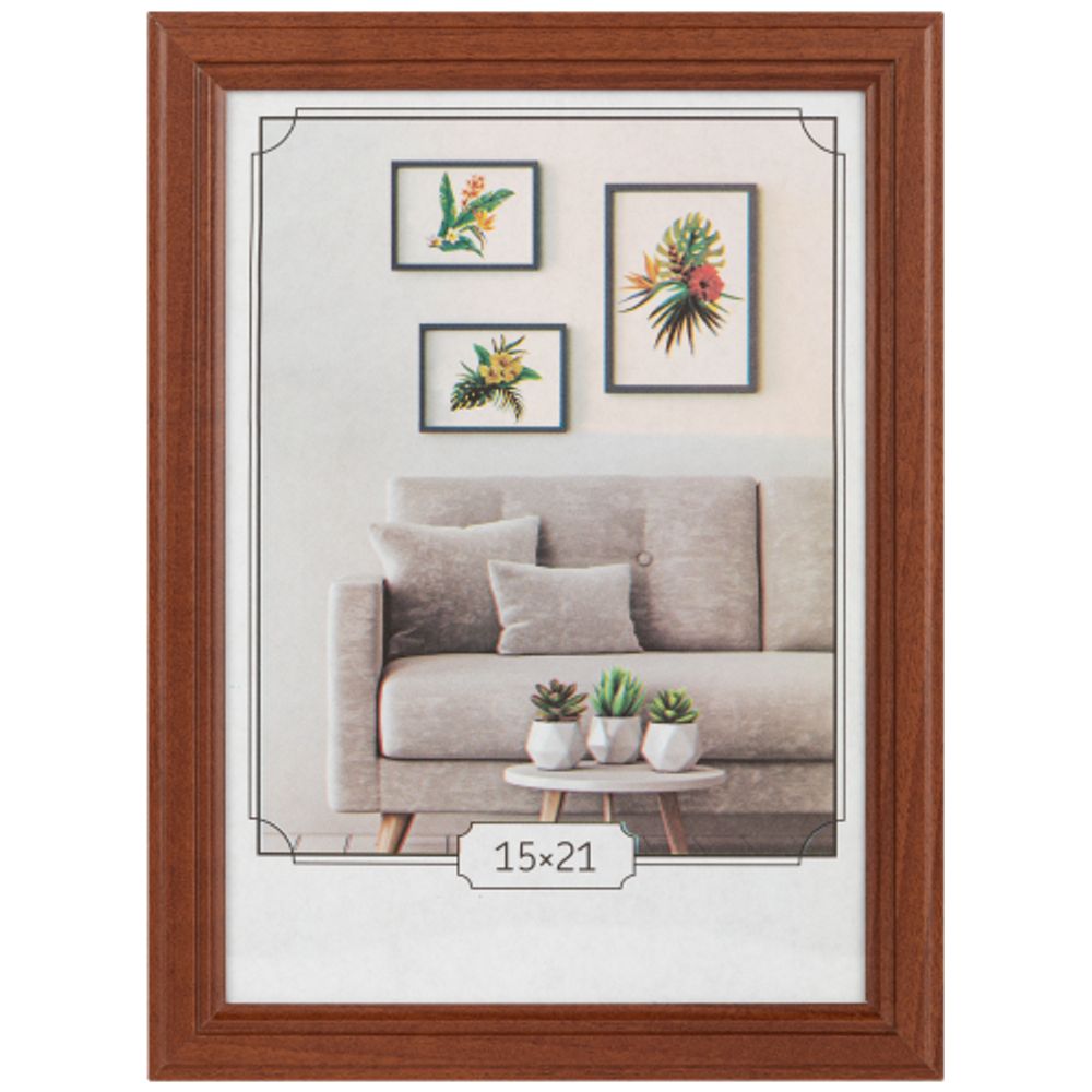 Фоторамка Image Art С22 МДФ универсальная 15х21 цвет красное дерево вставка прозрачный пластик | Image Art