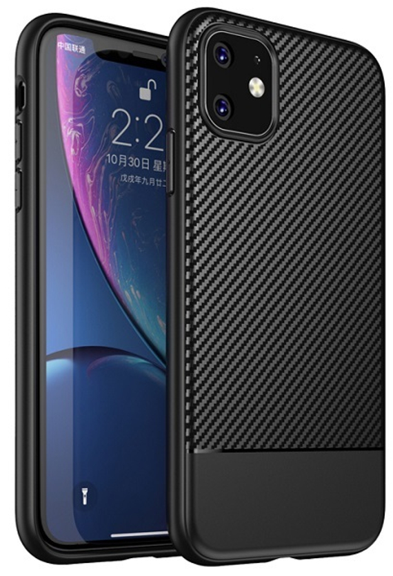 Тонкий чехол на iPhone 11 стиль карбон, серии Fit от Caseport