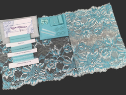 Набор 1. Минимальный: для пошива бра без каркасов и трусиков. Молоко и светлая бирюза (Арт: EK-2103), шт