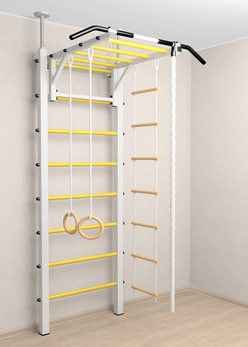 Шведская стенка Sv Sport враспор (Турник рукоход/Канат/Кольца/Лестница)