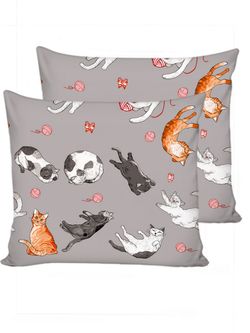 Наволочка комплект 2шт Сказка "Kitties" 70х70 см, перкаль