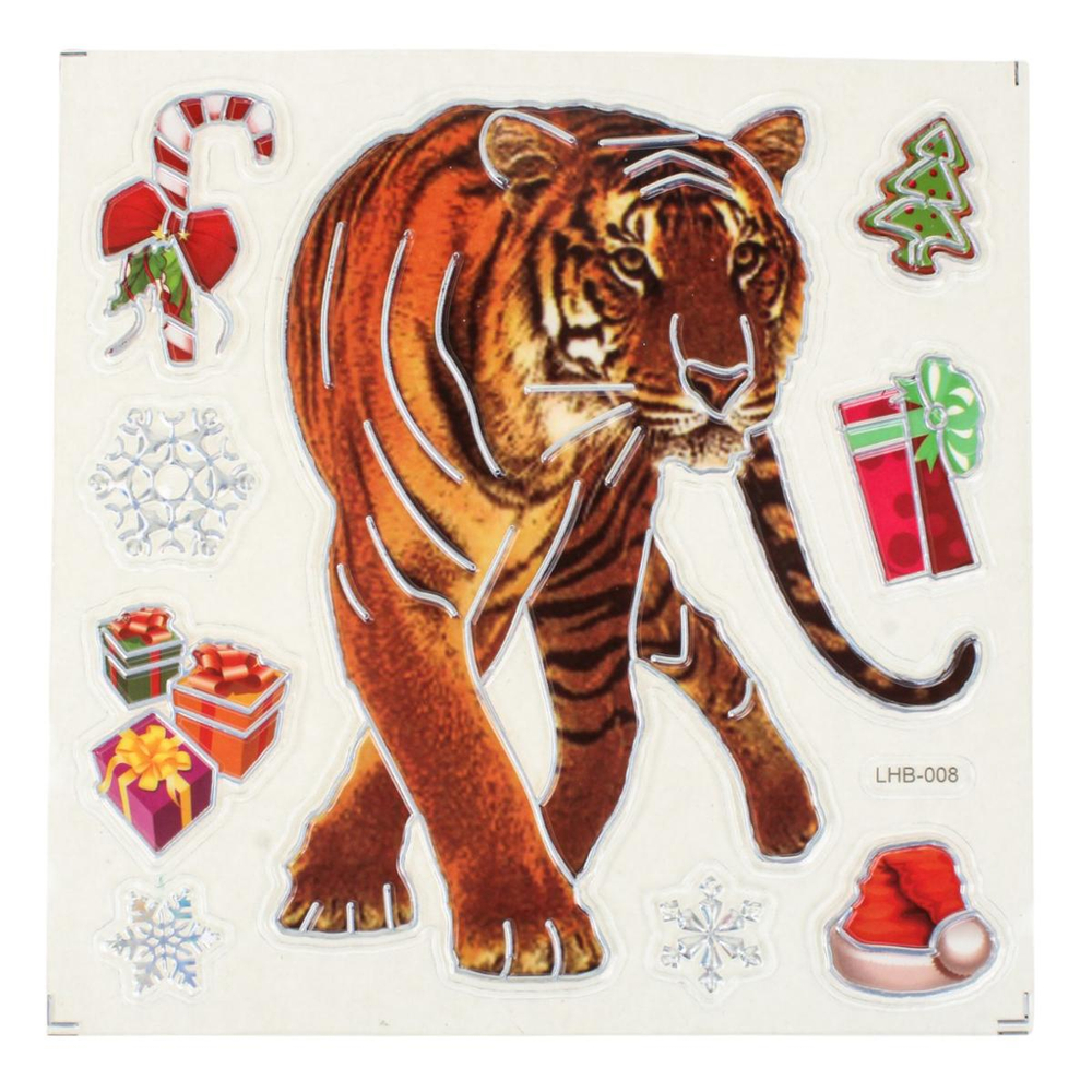 Наклейка новогодняя 18*22 см, 6 видов микс, пакет