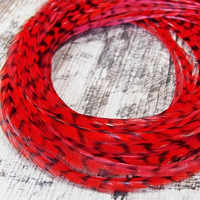 Перо из седла петуха Grizzly Fluo Red (10 шт)
