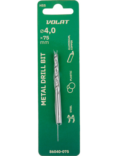 Сверло по металлу ц/х 4.0х43х75 мм HSS ВОЛАТ