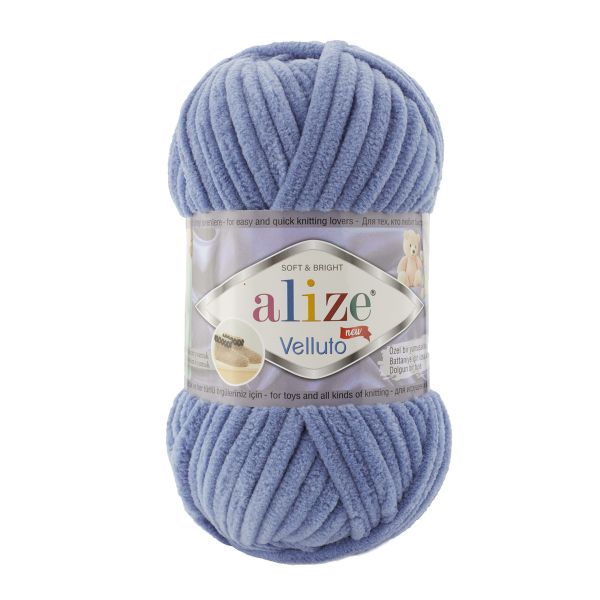 Пряжа Alize (Ализе) Velluto / уп.5 мот. по 100 г, 68м, 374 джинс A