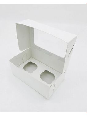 Коробка для капкейков с окном на 2 шт