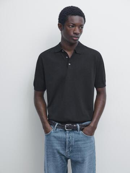 Massimo Dutti Поло из 100% хлопка, темно-синий