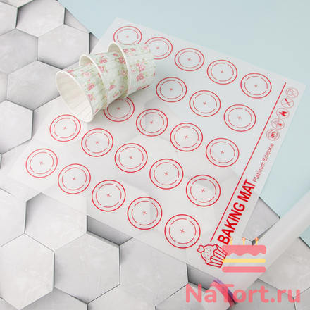 Коврик для Макаронс силиконовый усиленный, со стекловолокном, 27,5*27,5см