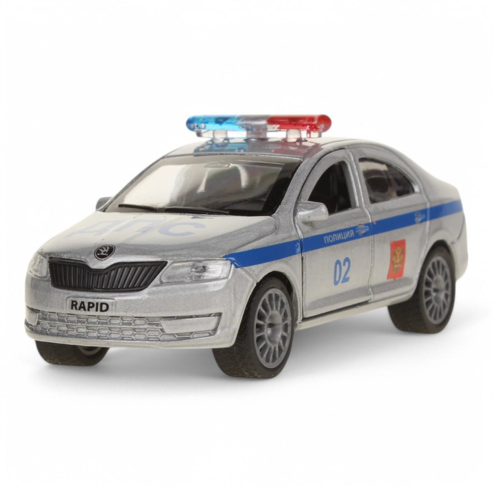 Модель ин. мет. "Skoda Rapid. Полиция" 12см, открыв. дв. и багажн, коробка SB-18-22-SR-P-WB (Технопарк)
