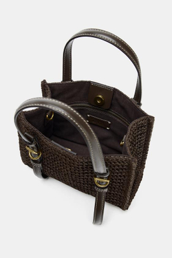 ZARA МИНИ-СУМКА-ШОПЕР, ШОКОЛАДНЫЙ