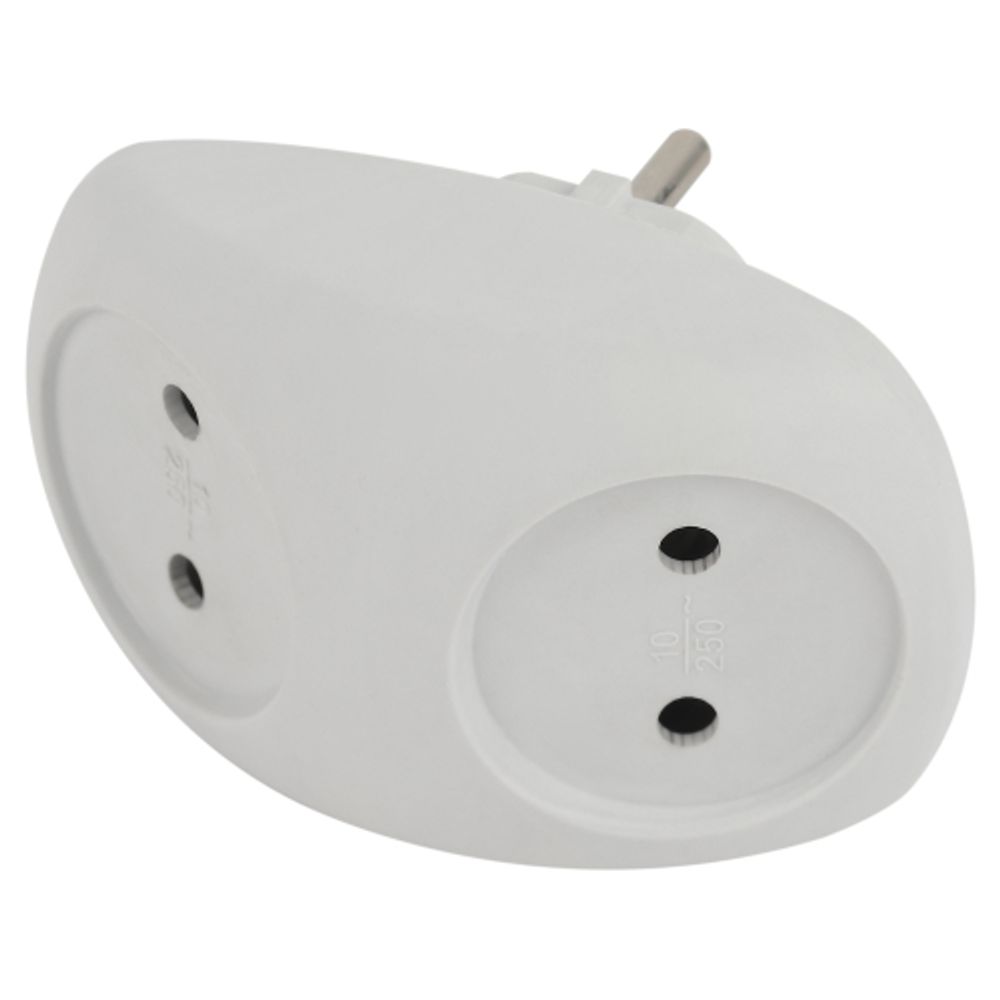 Разветвитель электрический ЭРА SPx-2-W на 2 розетки без заземления 10А белый | Тройники