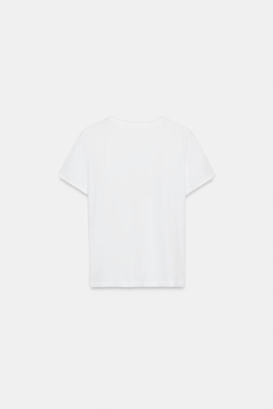 ZARA ФУТБОЛКА С КОРОТКИМИ РУКАВАМИ И ЭФФЕКТОМ ПОТЕРТОСТИ, БЕЛЫЙ