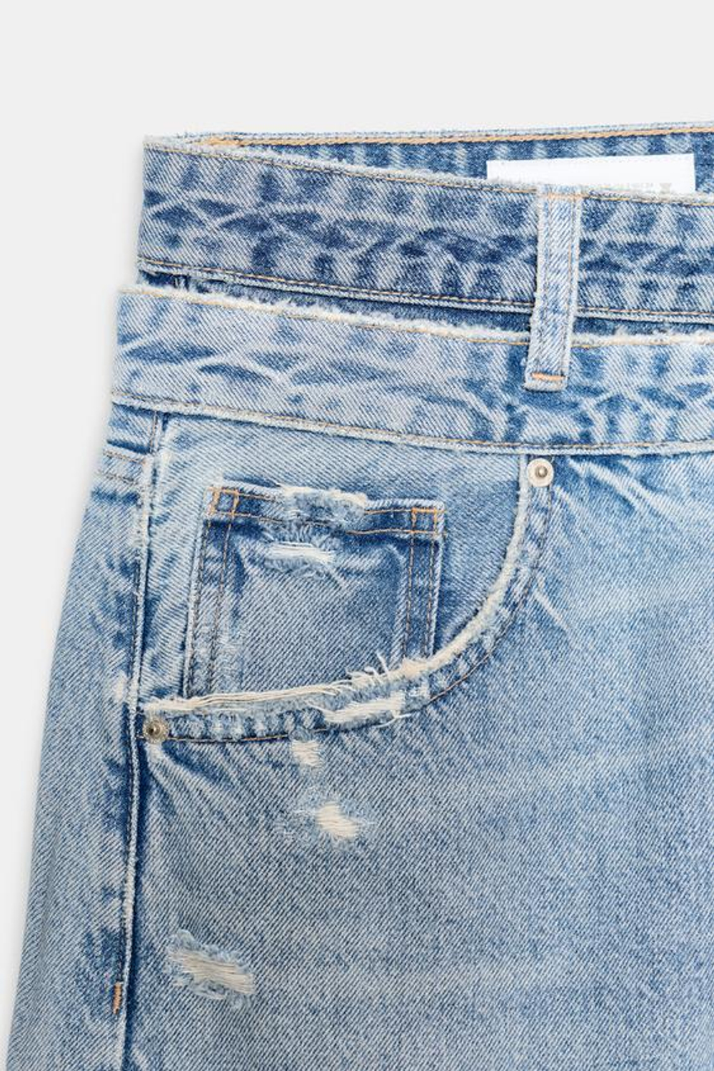 ZARA ДЖИНСЫ TRF ПРЯМОГО КРОЯ СО СРЕДНЕЙ ПОСАДКОЙ И ДВОЙНЫМ ПОЯСОМ, НЕБЕСНО-ГОЛУБОЙ