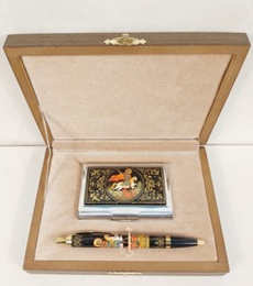 Набор "Георгий Победоносец" №5  визитница, ручка с ручной росписью Палех