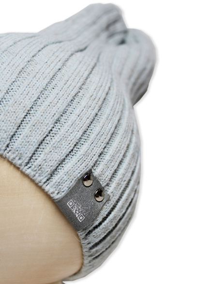 Шапочка вязаная в рубчик Чиполлино Серый полушерсть RinaAmari