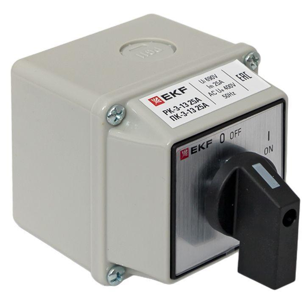 Переключатель кулачковый ПК-3-13 3П 25А "ВКЛ-ВЫКЛ" IP54 EKF pk-3-13-25