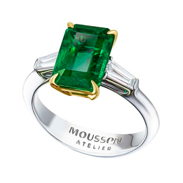 Кольцо с изумрудом и бриллиантами, R0020-13/1