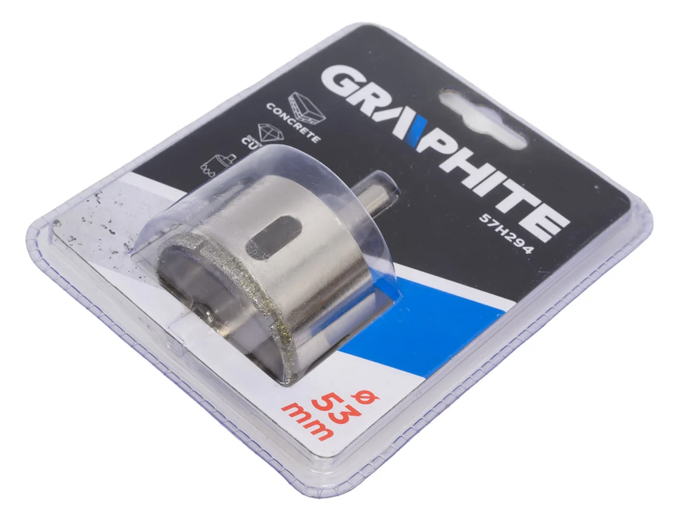 Сверло GRAPHITE "57H" 57H294, металл с алмазным напылением, 53x30мм
