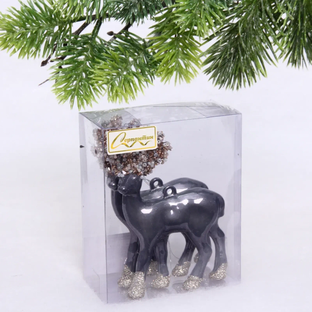 Набор украшений SHINE «Magic deer» 12,5х10,5 см (2 шт.), grey