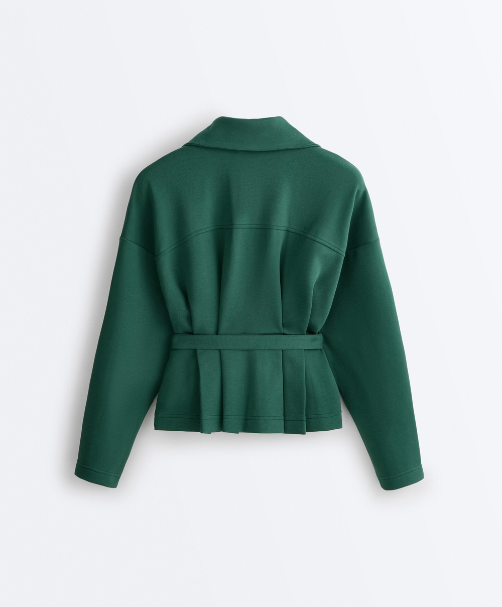 Oysho Куртка с ремнем, темно-изумрудный