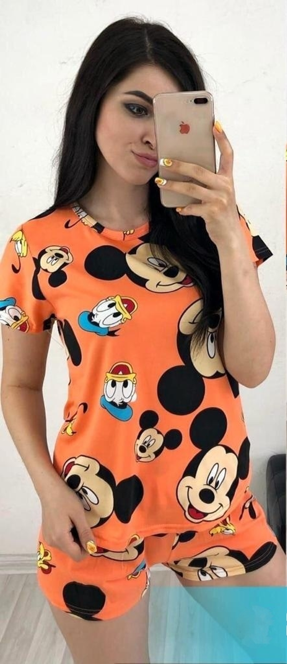 Пижама жен.б/в шорты+футб мульт ПЖМ0002