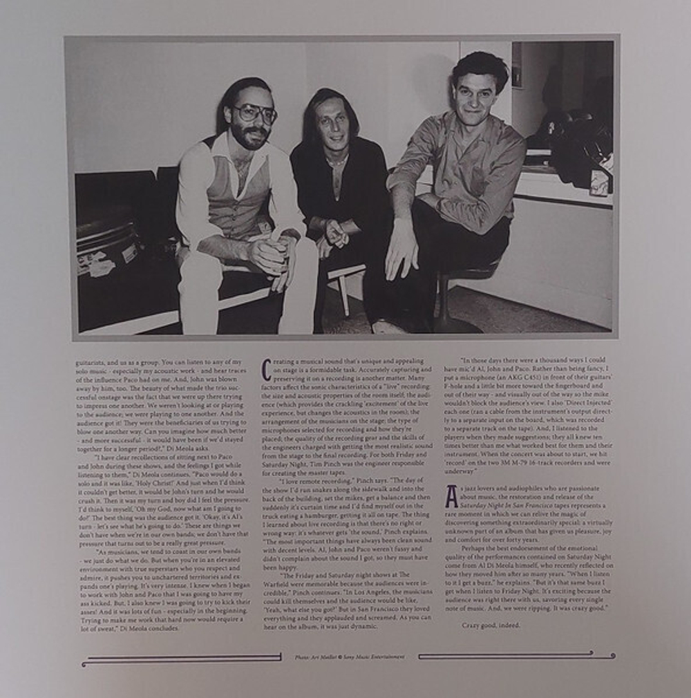 Al Di Meola, John McLaughlin, Paco De Lucia / Saturday Night In San Francisco (LP)
