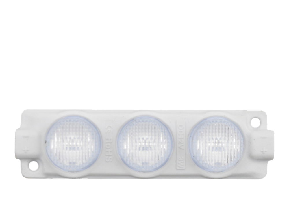 Светодиодный модуль 12V 3w  плафон прямоуг на 3 LED РИФЛЕНЫЙ круги Белый MDL-3LED-3W-WHITE