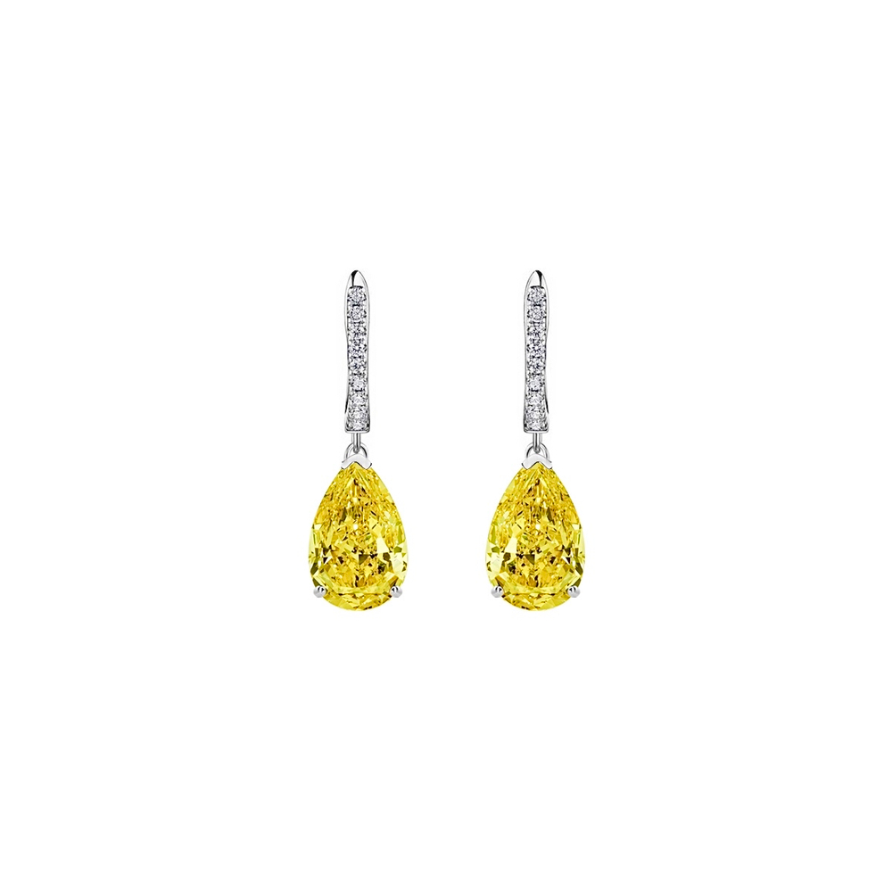 Серьги желтые капля обсыпка мини
