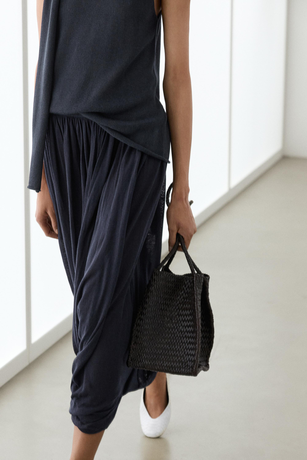 Massimo Dutti Юбка-баллон с драпировкой, темно-синий