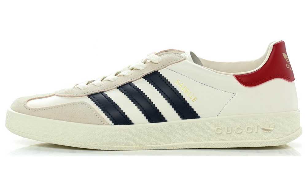 Adidas originals x GUCCI Gucci Gazelle suede leather classic three-striped decorative board shoes women's white