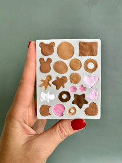 Молд силиконовый прямоугольный для лепки "Мини печенья" / форма для лепки игрушечных сладостей из полимерной глины для кукол и ватной игрушки