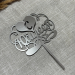 Свеча-топпер «С Юбилеем» в серебряном цвете