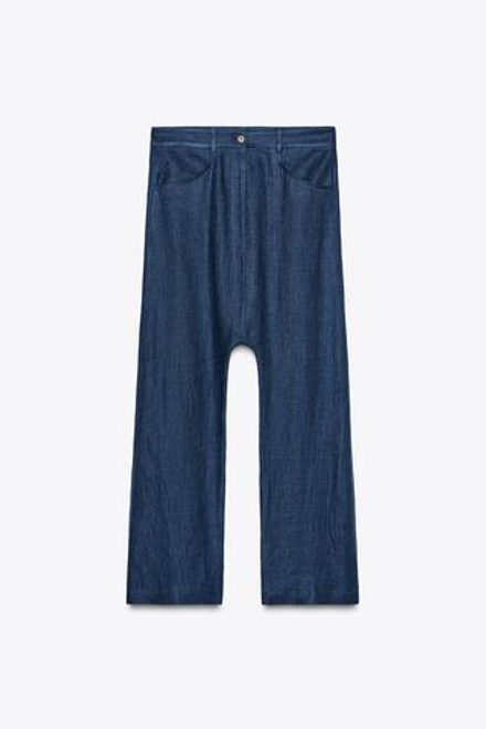 ZARA БРЮКИ BAGGY ИЗ 100% ЛЬНА — ZW COLLECTION, LIMITED EDITION, ИНДИГО