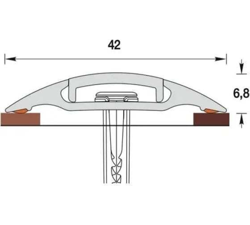 Порог с монтажным каналом Идеал 42 мм 211 Дуб рустик