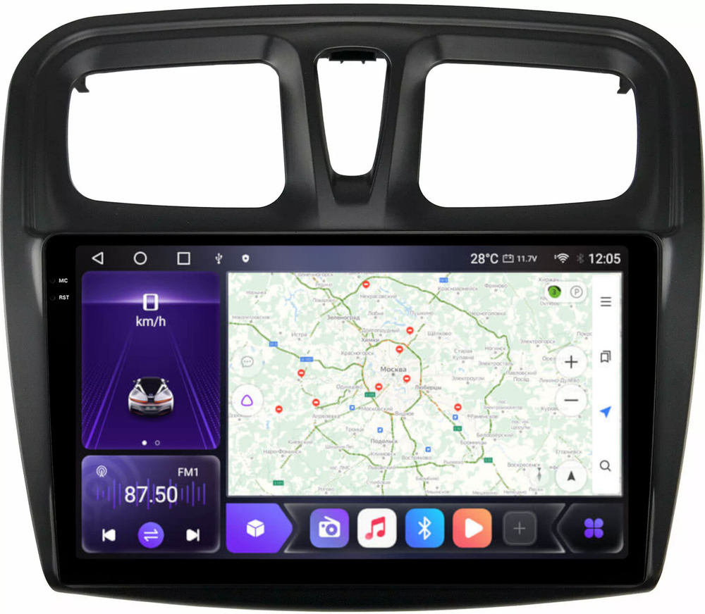 Магнитола для Renault Logan/Sandero 2014+ - Carmedia OL-9945 QLed+2K, Android 12, TS10,  CarPlay, 4G SIM-слот