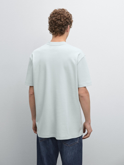 Massimo Dutti Хлопковая футболка-поло с короткими рукавами, бирюзовый