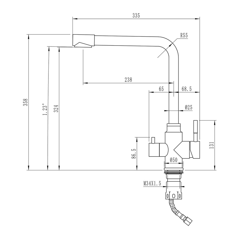 Смеситель для кухни 35к MIXLINE ML-GS13 (341) молоко с вых. для питьевого фильтра