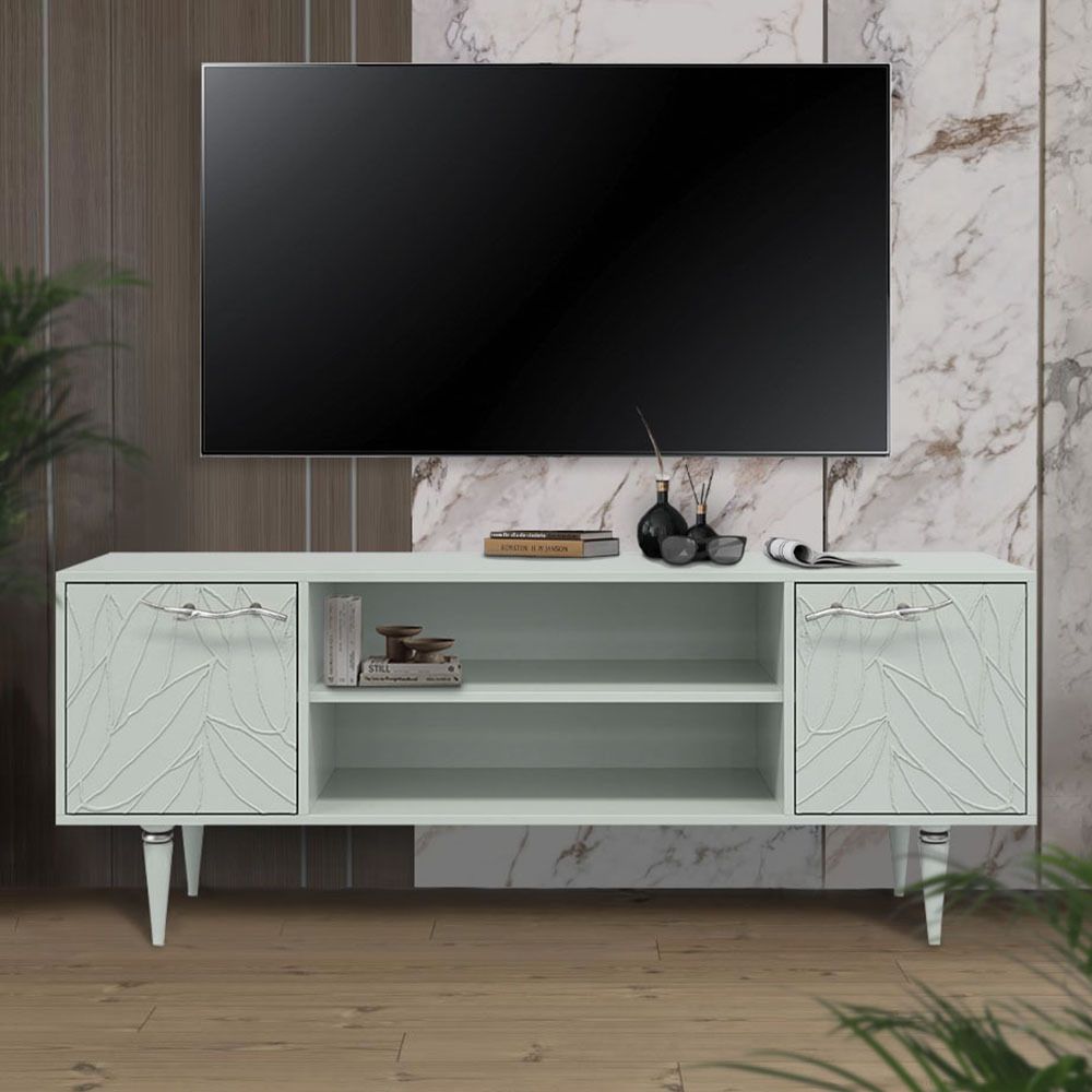 Тумба под ТВ Арт Колор leaves 155см Классик Сильвер Серый дым