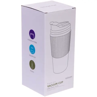 Термокружка 450мл «Стиль» с силиконовой вставкой, цвет зеленый