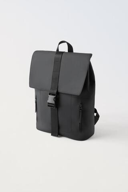 ZARA ПРОРЕЗИНЕННЫЙ РЮКЗАК, ЧЕРНЫЙ