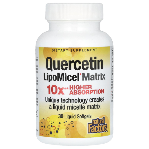 Natural Factors, Quercetin LipoMicel Matrix, 250 мг, 30 мягких таблеток