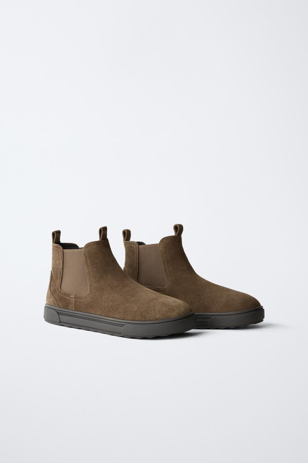 ZARA БОТИНКИ ЧЕЛСИ ИЗ ЗАМШИ, КОРИЧНЕВЫЙ